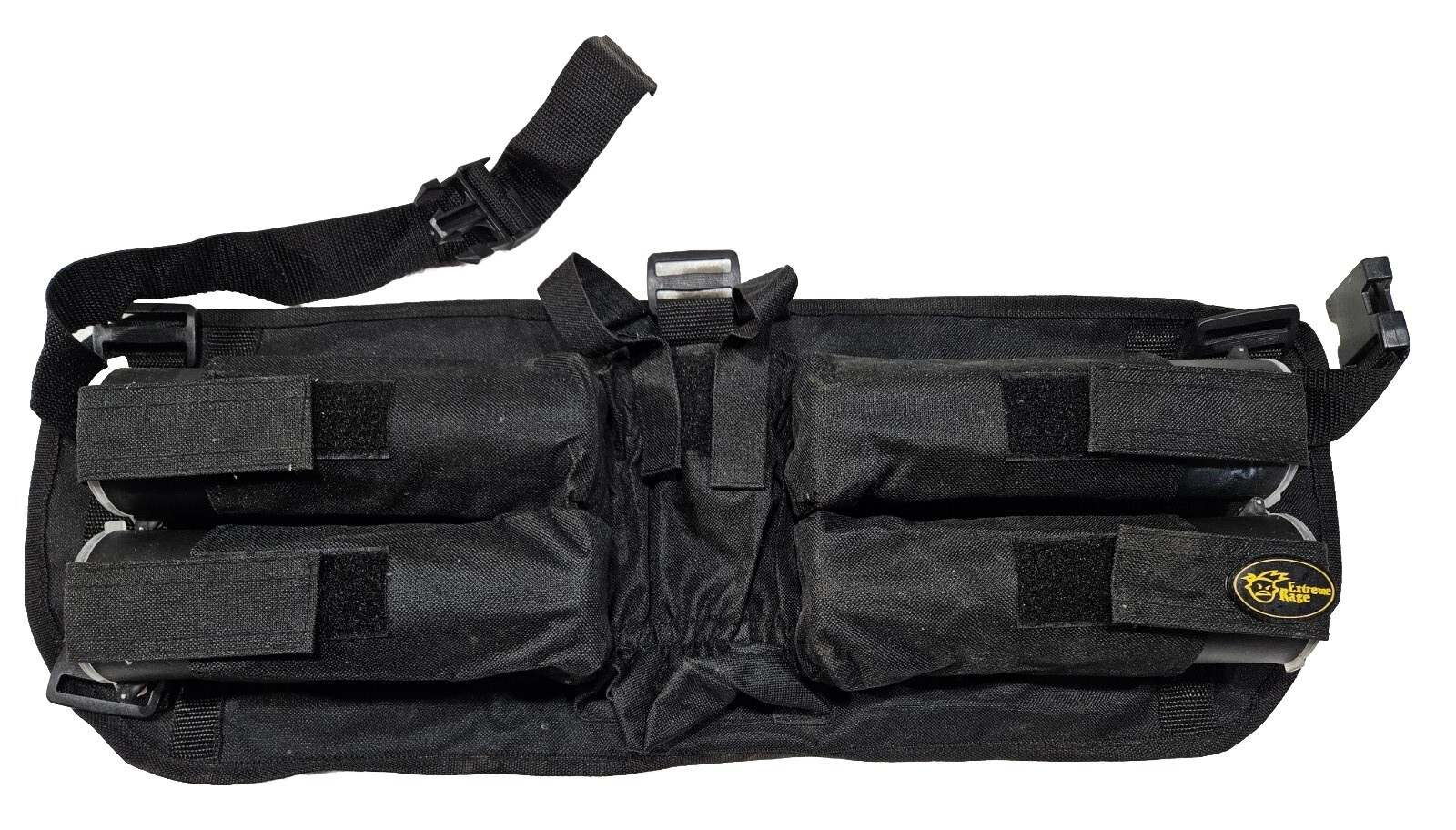 Extreme Rage Paintball Game Harness Pack & 4 100 Ammo Pods Feeder Loader Hopper