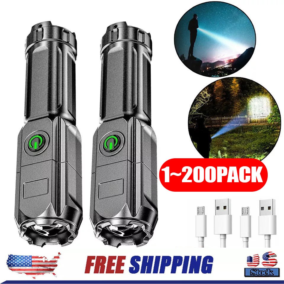Rechargeable 990000LM LED Flashlight Tactical Police Super Bright Torch Zoomable