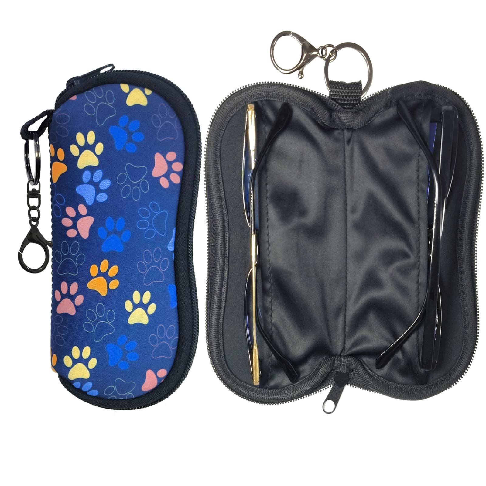 Soft Eyeglasses Case Double Eyeglasses Case,Zippered&Keychain,Unique‌ Stylish...