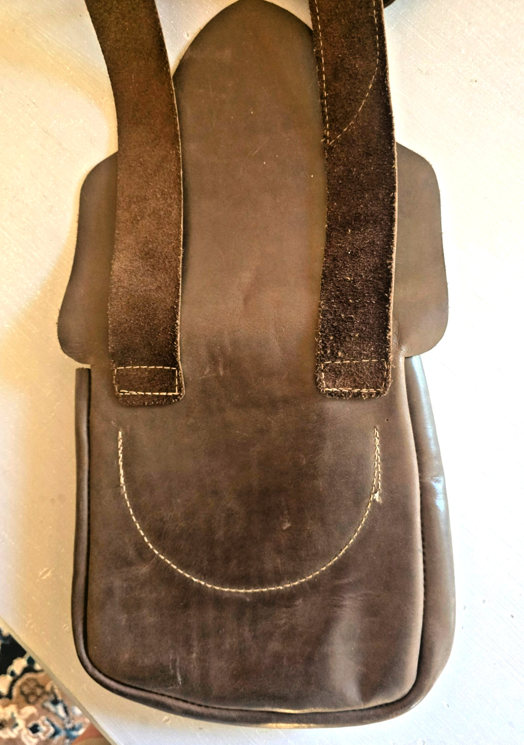 Leather 8" x 8" Shoulder bag with strap for reenactments and muzzle loaders