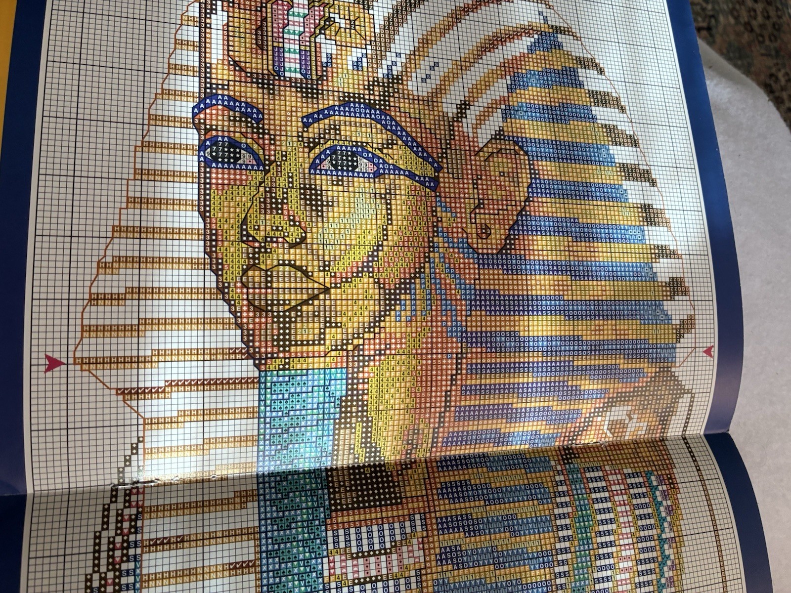 True Colors Cross Stitch Boy King Chart King Tut Color Coded Chart