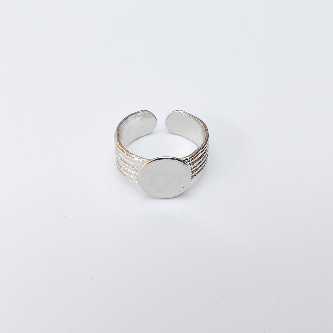 Adjustable Round Shiny Silver Ring Blank Settings, 10mm G37442