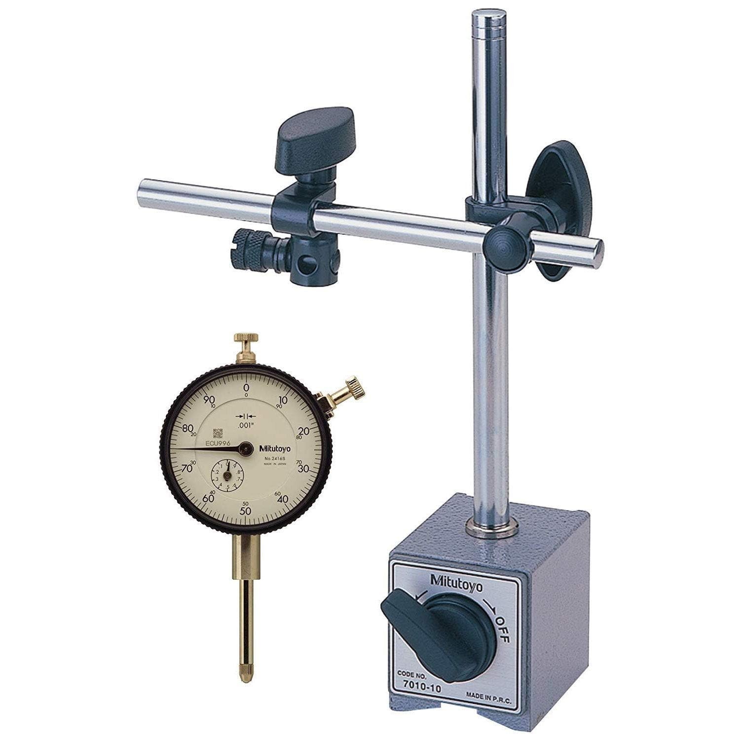 Mitutoyo 64PKA079B Magnetic Stand With Dial Indicator 2416A Precision Gage Set