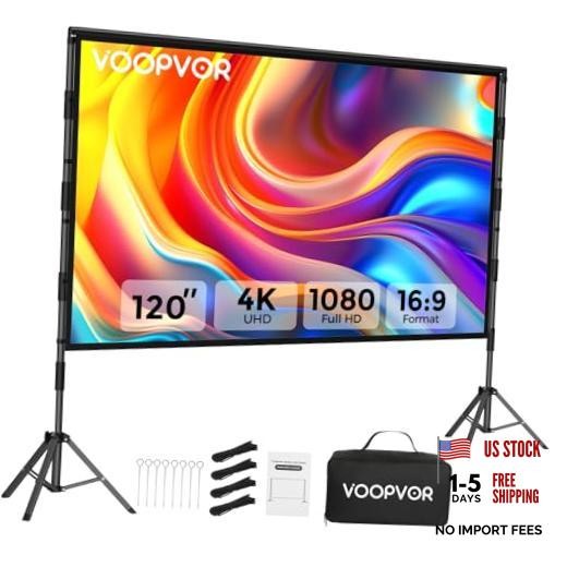 100 Inch Projector Screen with Stand, Portable Outdoor Movie 120"-275x200cm