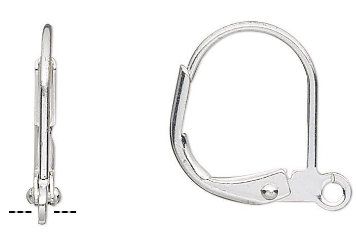 100 Silver Plated Brass 14mm Leverback Ear Wires with Open Loop Earrings