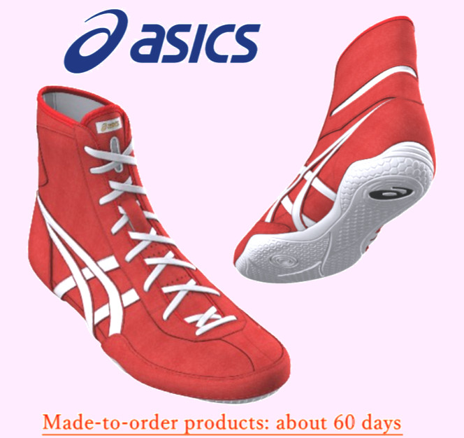 ASICS Wrestling Shoes 1083A001 Red White E-Red / Made-to-order About 60 days