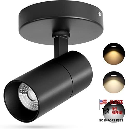 3-Color Dimmable LED Ceiling Spotlight Flush Mount 10.0 Watts 1 Black