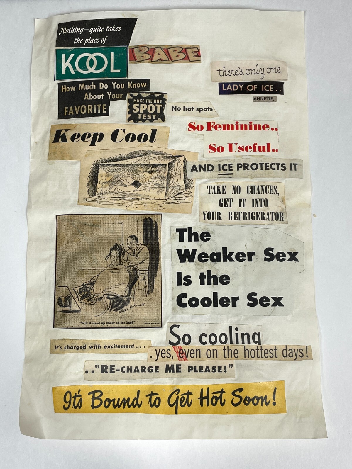 1950's Homemade Collage Art Letter Note Newspaper Magazine Clippings Funny Charm