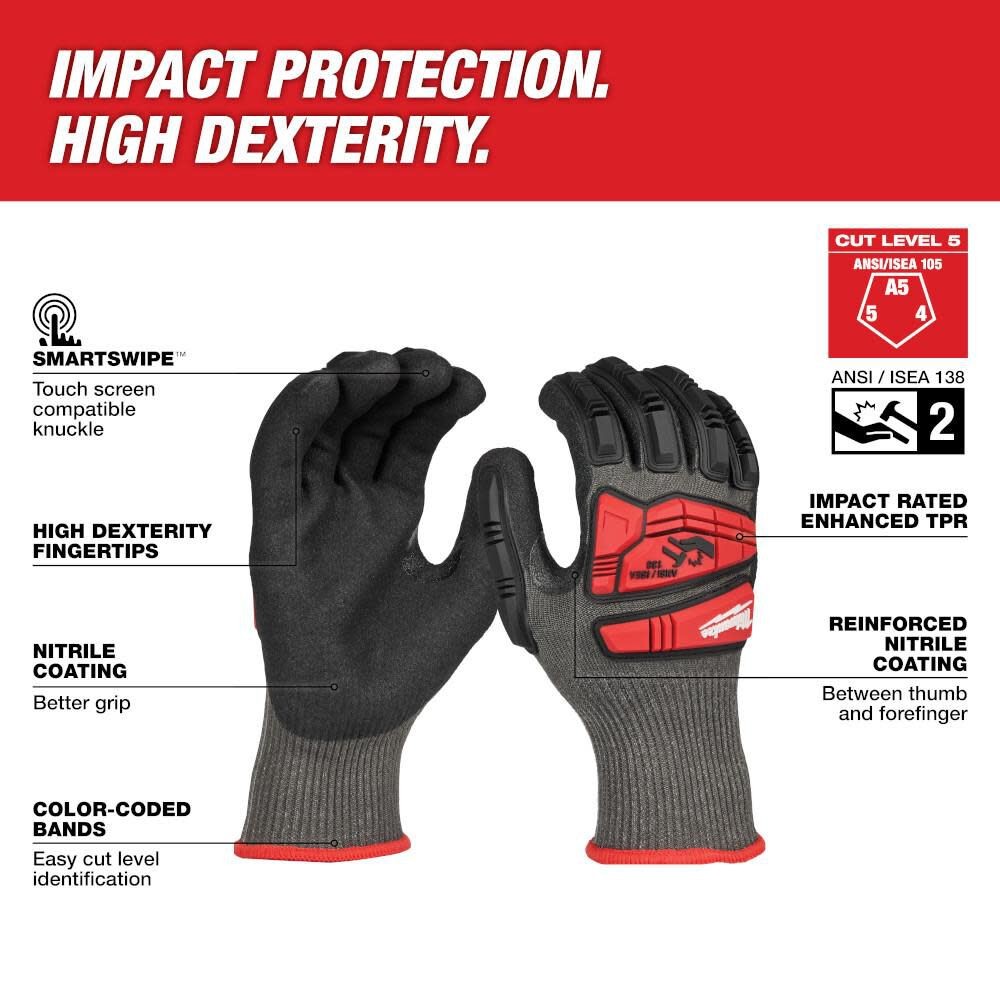 Milwaukee Impact Cut 5 Nitrile Dip Glove Large