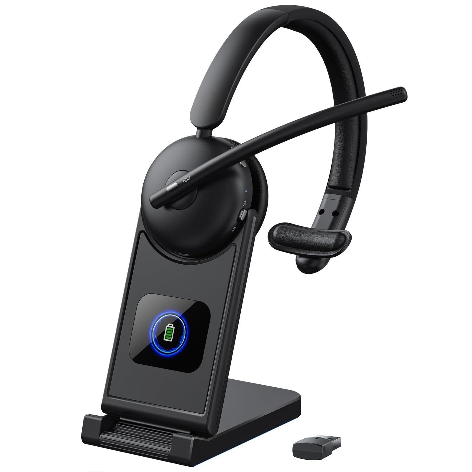 Wireless Headset, Wireless Headset with Mic for Work, AI Noise Cancelling, 65Hrs