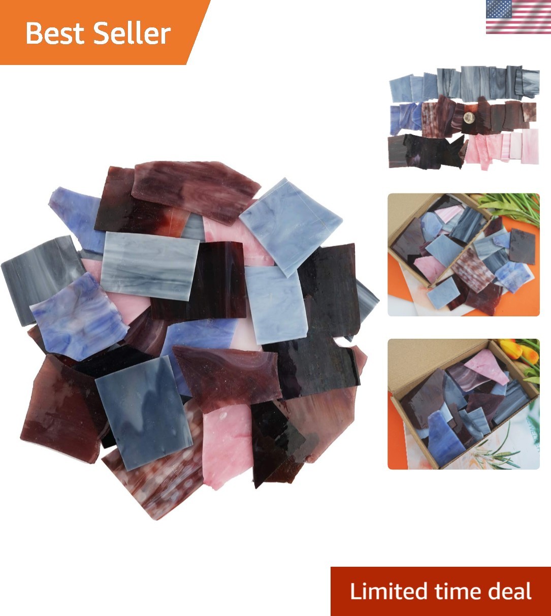 Vibrant Stained Glass Scrap Pieces for Unique Crafts - 35oz Assorted Pack
