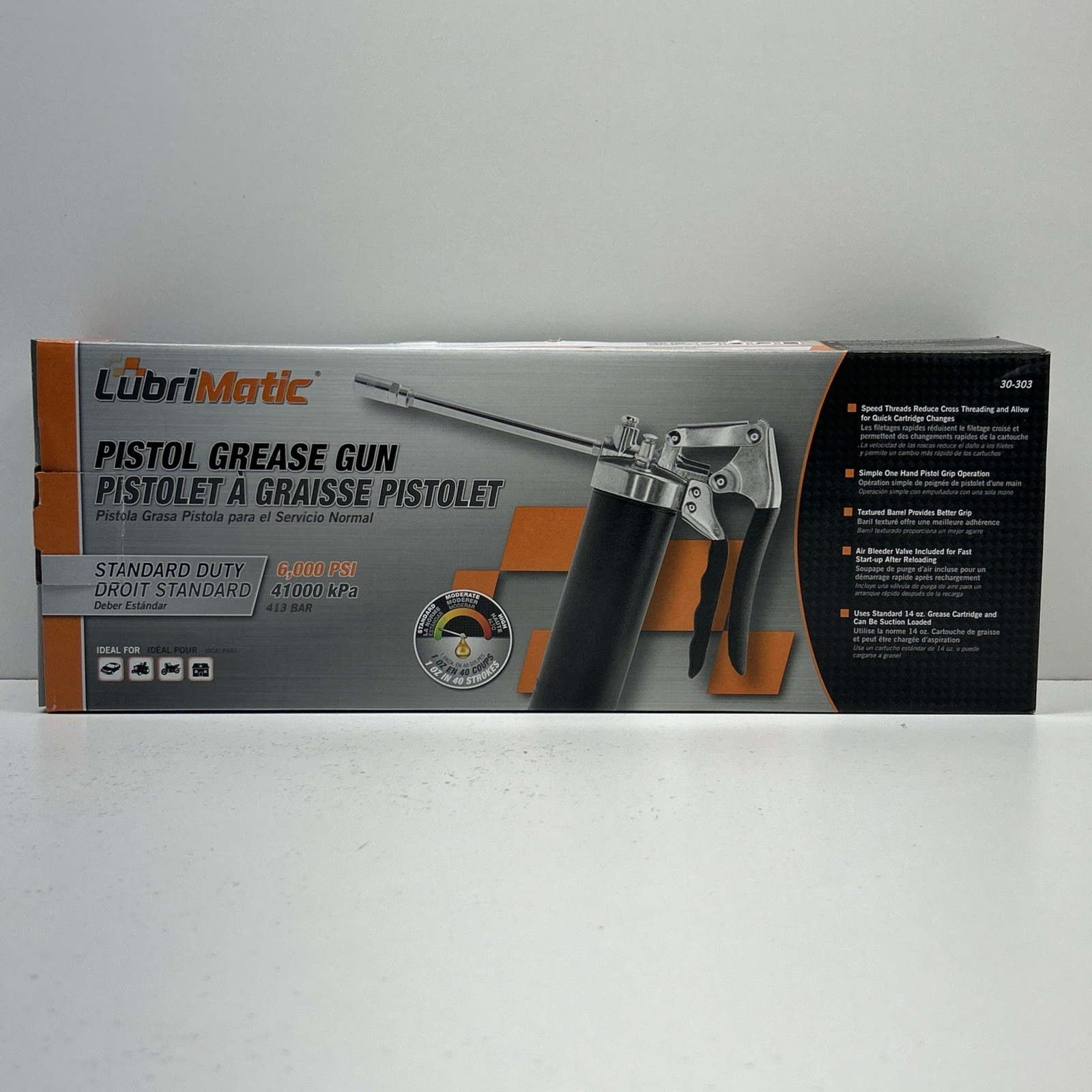 LubriMatic Pistol Grip Grease Gun Kit Steel Powder Coated Barrel 6,000 PSI 14oz.
