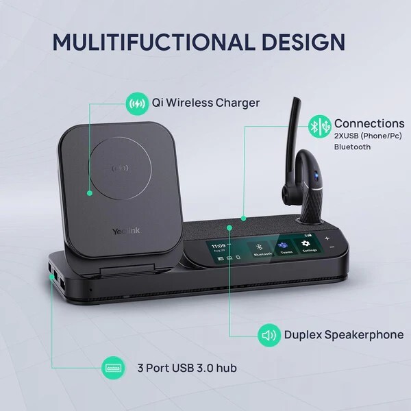 Yealink BH71 Workstation Bluetooth Wireless Headset System Ear Hook 1208653