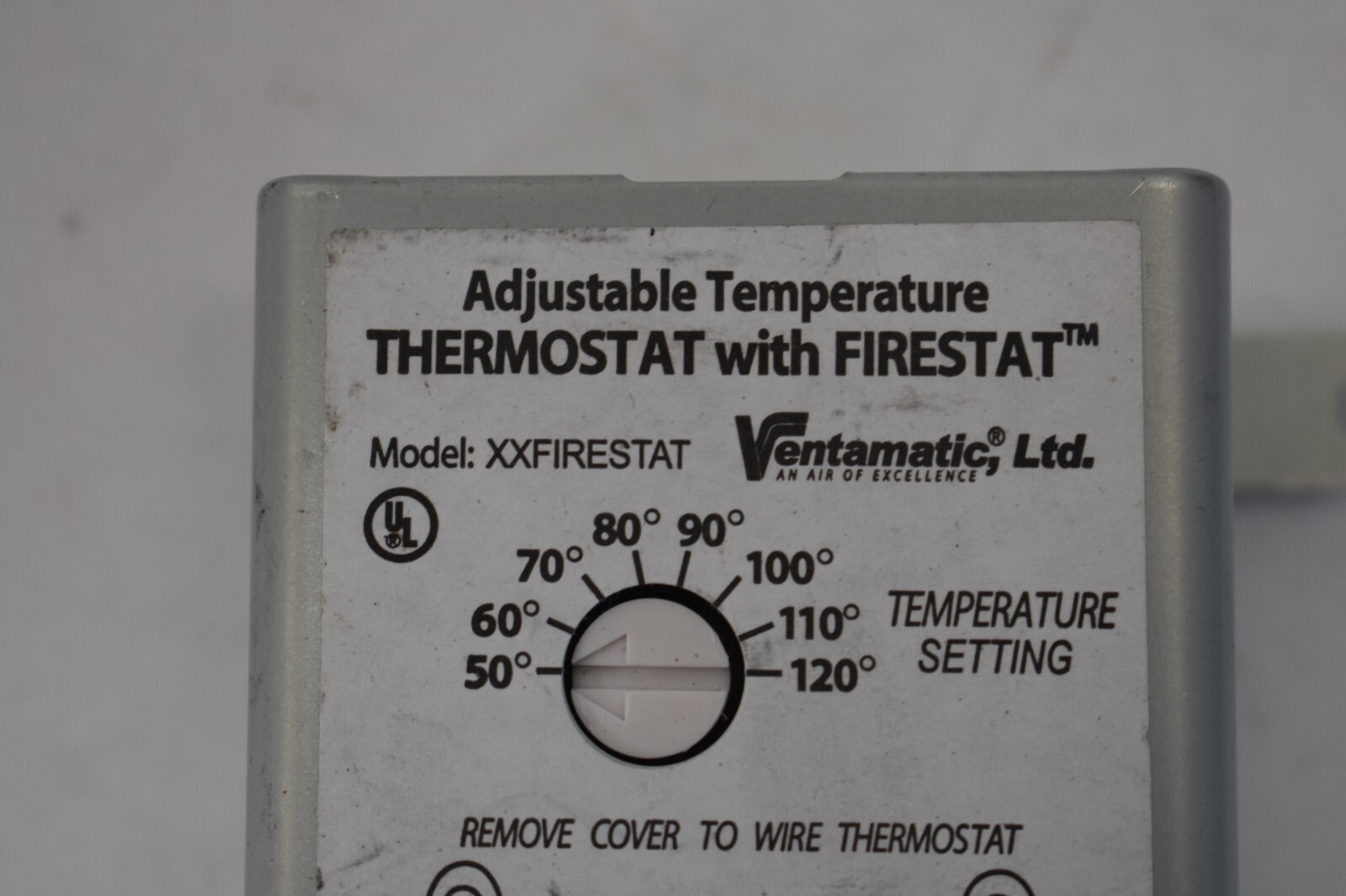 Ventamatic Adjustable Temperature Thermostat w Firestat XXFIRESTAT Switch