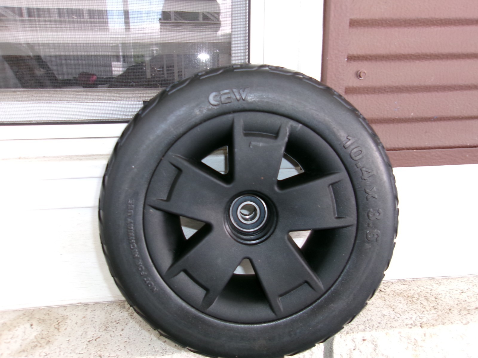 10.4 X 3.6 Front Wheel 5 Spokes Black Tire on Black Rim #6087