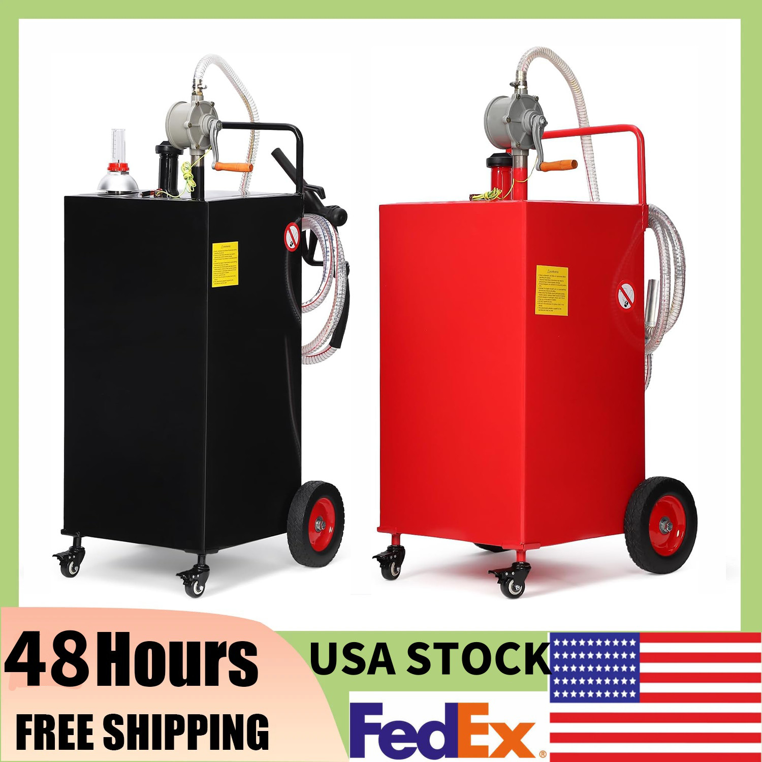 30/35/40/50 Gallon Fuel Tank w/Pump,Heavy Duty Portable Gasoline Tank W/Hose,Car