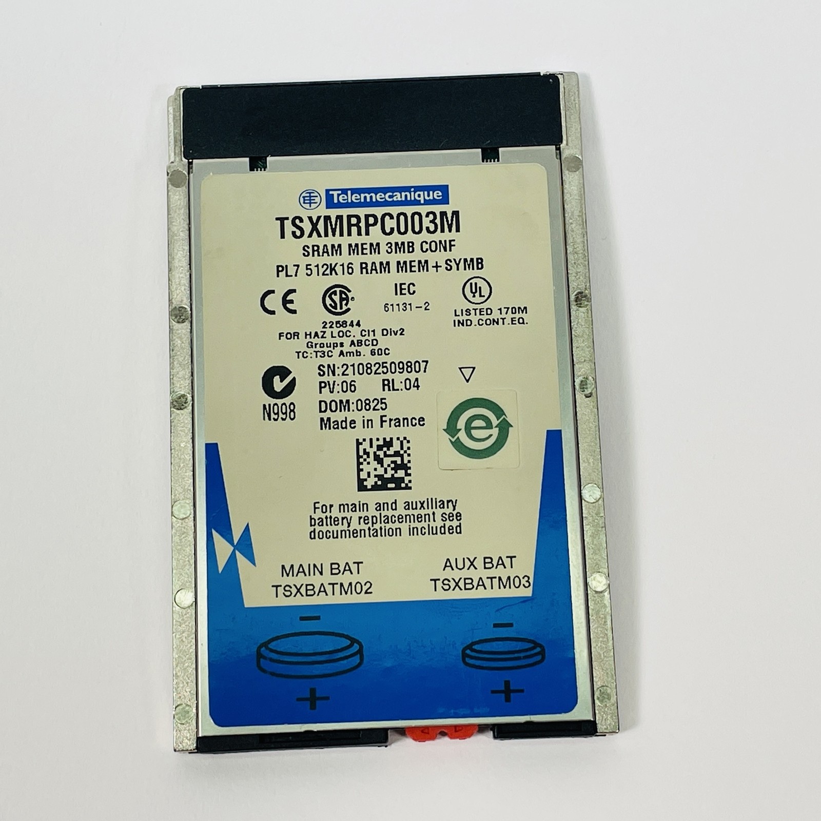 TELEMECANIQUE TSXMRPC003M SRAM MEM 3MB