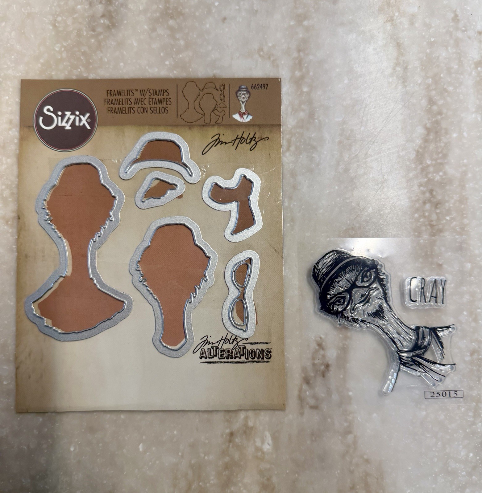 Tim Holtz Sizzix **HIPSTER OSTRICH** FrameLits w/Stamps 662497 Dies & Stamp Set