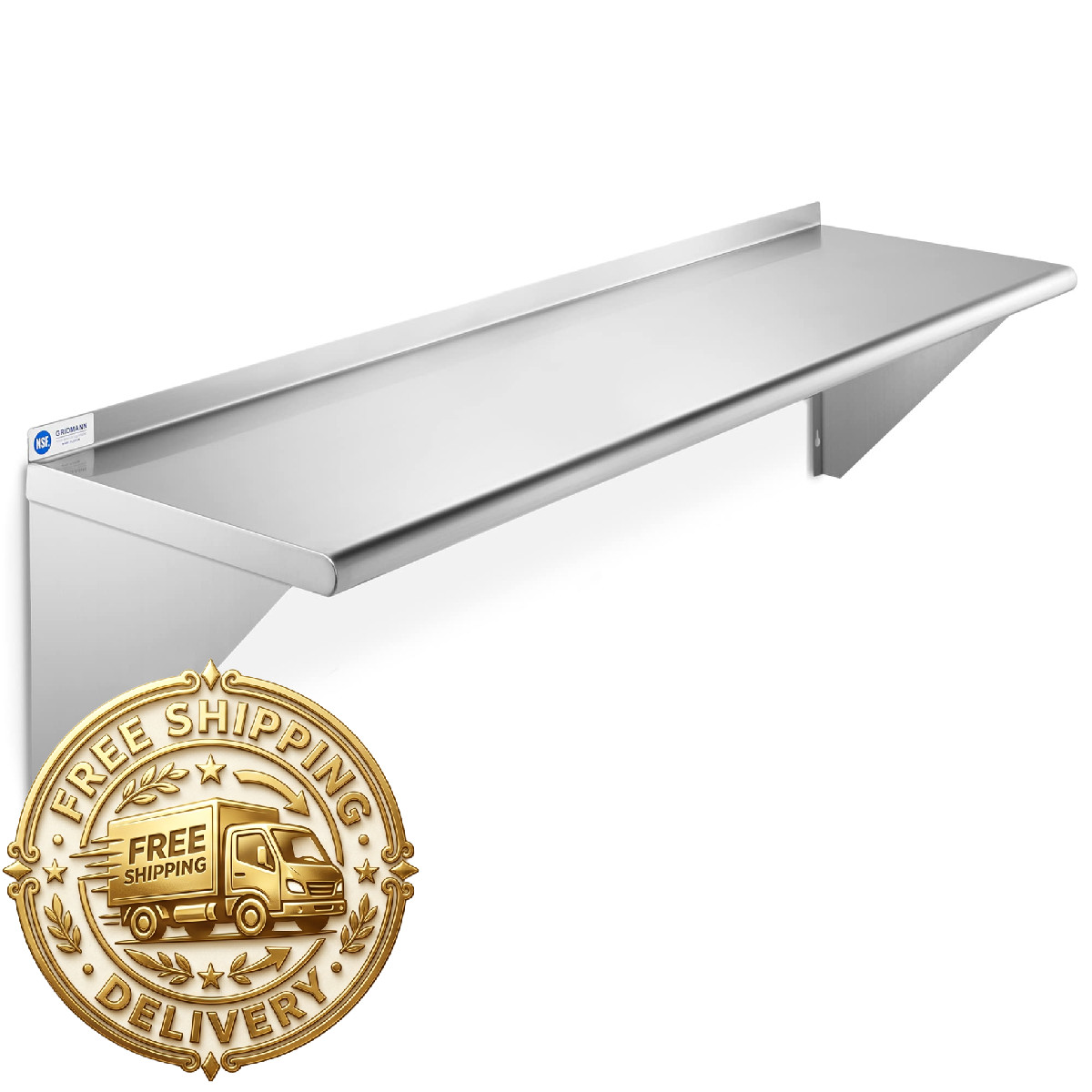 Gridmann 14 X 48 Stainless Steel Wall Mount Shelf Backsplash - Nsf