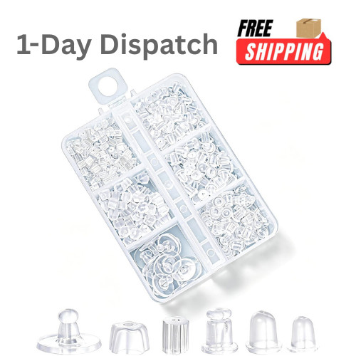 Nkwuire 600Pcs Silicone Earring Backs – 6 Styles Clear Soft