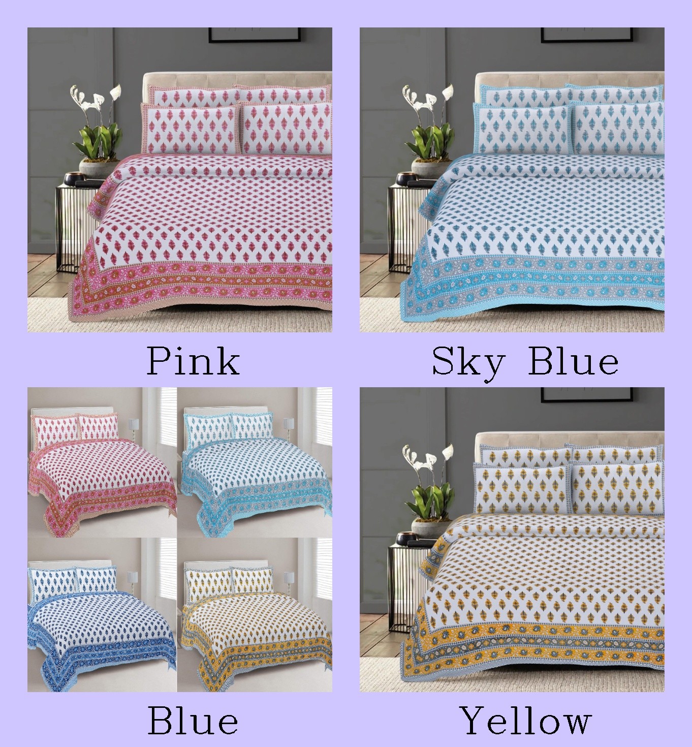 Mandala Cotton Indian Double Bedsheet With 2 Pillow Cover