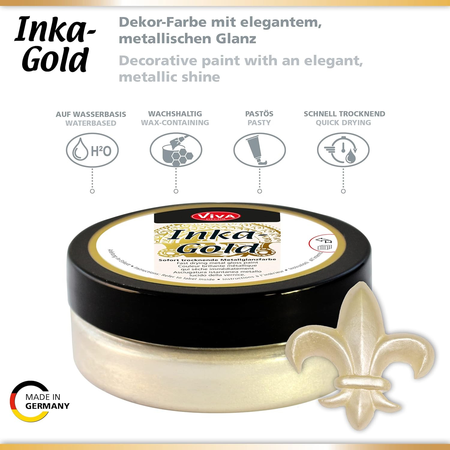 Inka Gold Gilding Wax2.3 Oz (Old Silver) - Wax-Based Metallic Polishing Paste. Q