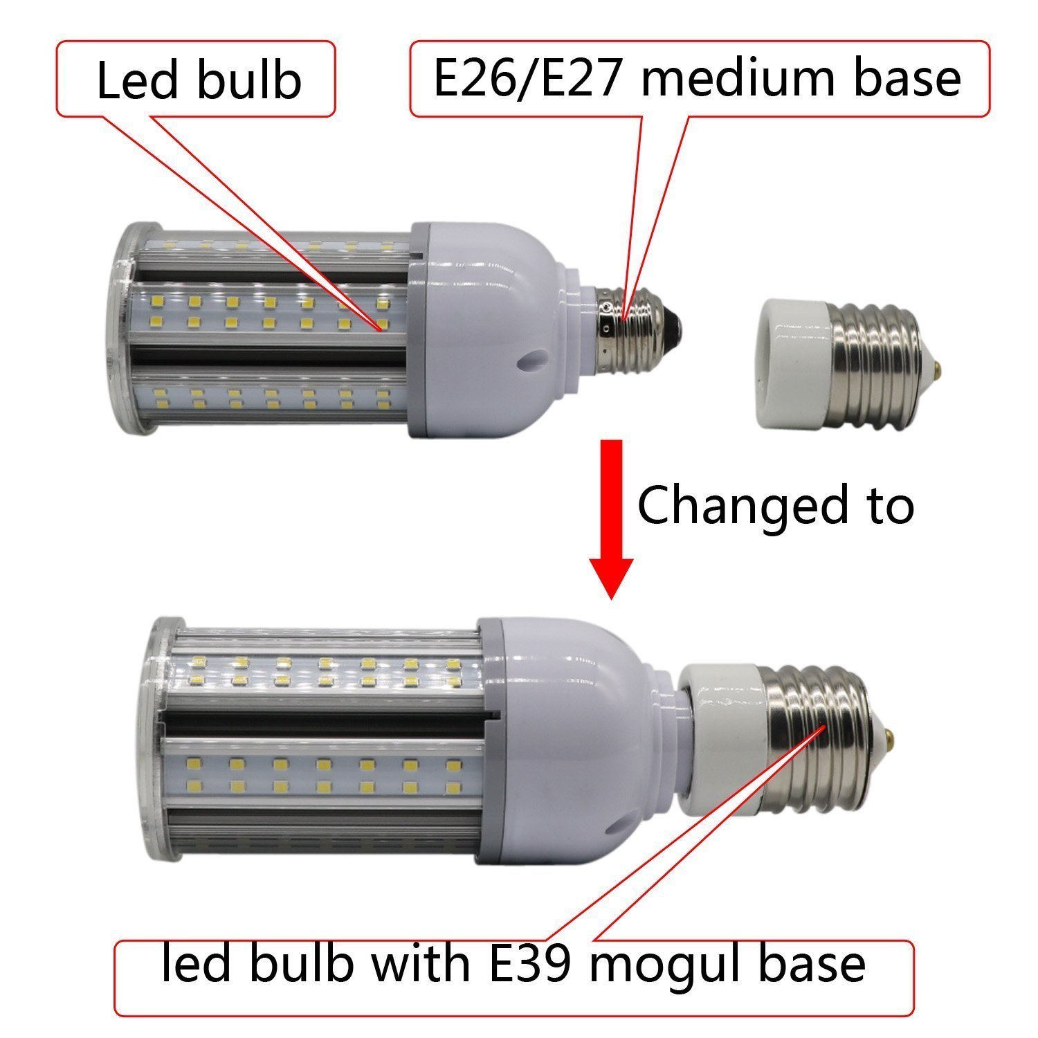 Mogul (E39) to Medium (E26) Socket Adapter Converter For Antique Lamp Socket