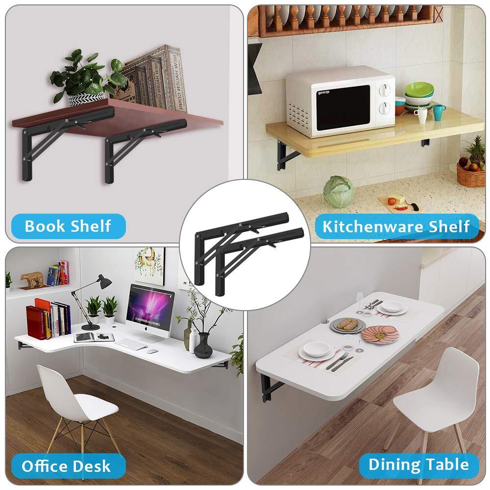 Folding Shelf Brackets 2 Pack,Heavy Duty Triangle Shelf Bracket for Bench Tab...