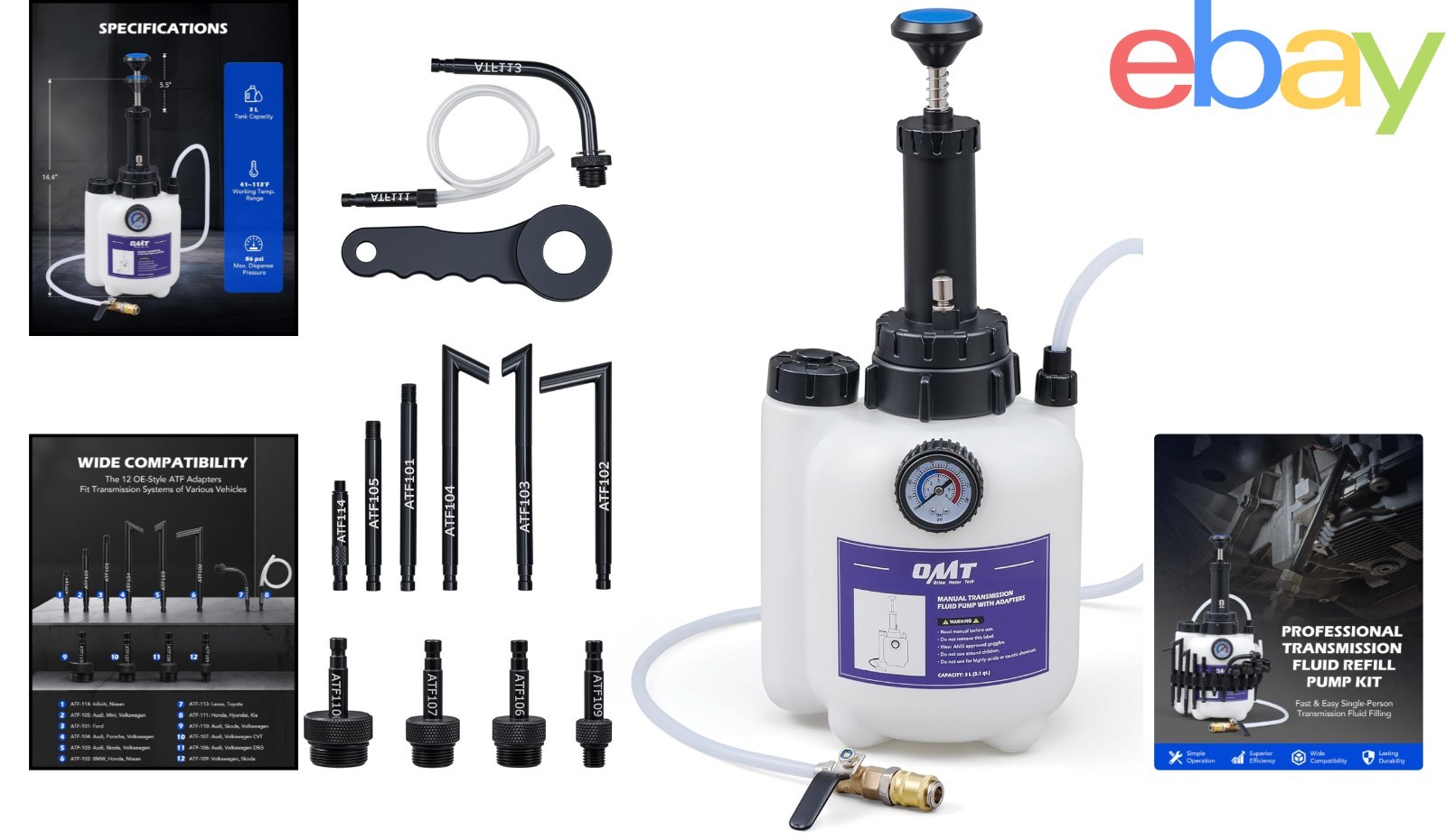 Effortless Transmission Fluid Transfer Pump with Organized Adapter Storage