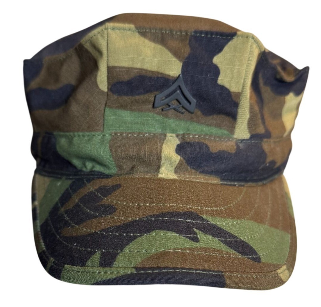 US Army Woodland Camo Utility Cap Patrol Hat Sekri Large Corporal Rank 2007