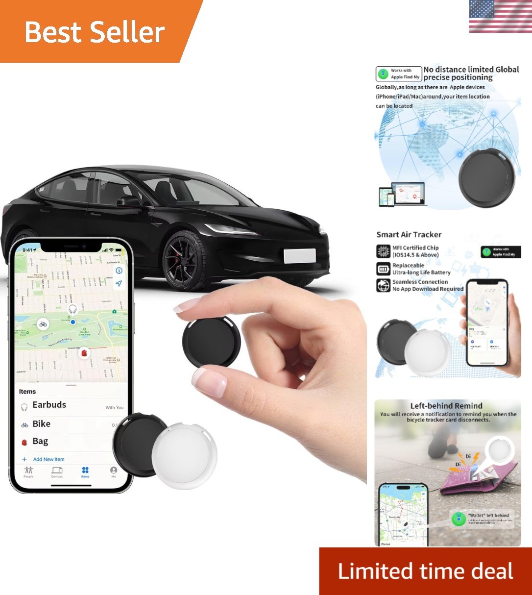 Real-Time Vehicle Tracking Device: 2-Pack iOS GPS with Left-Behind Reminder