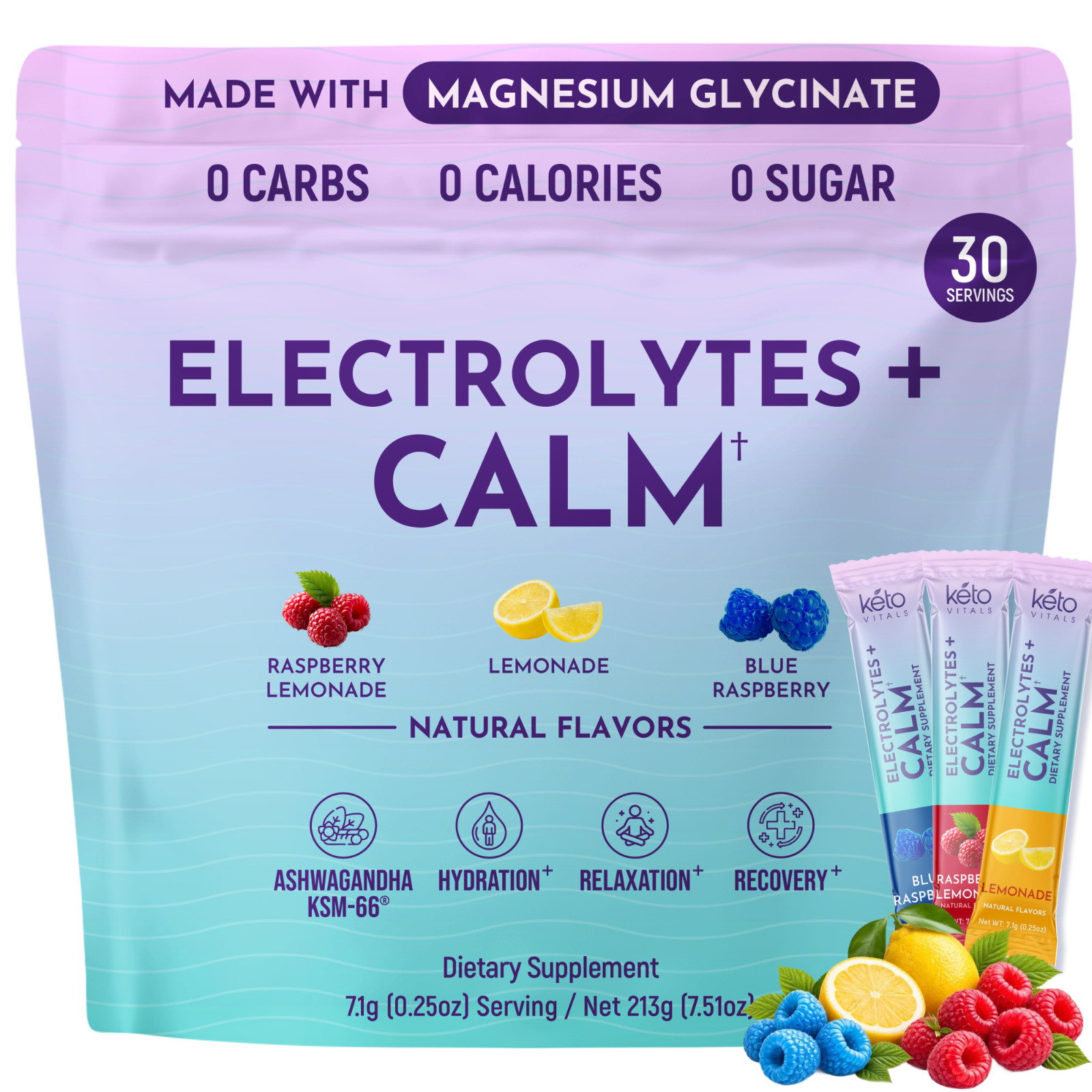 Keto Vitals Calm Magnesium Powder Packets Plus Electrolytes