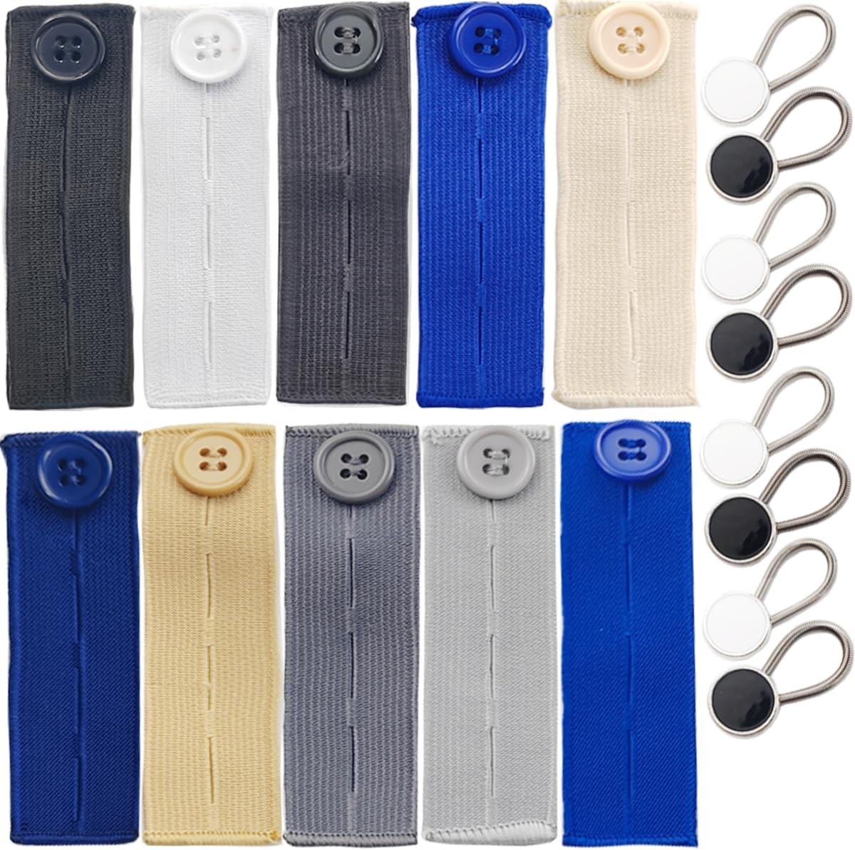 TIHOOD 22PCS Extender Button Set, Flexible Adjustable universal, Multicolored