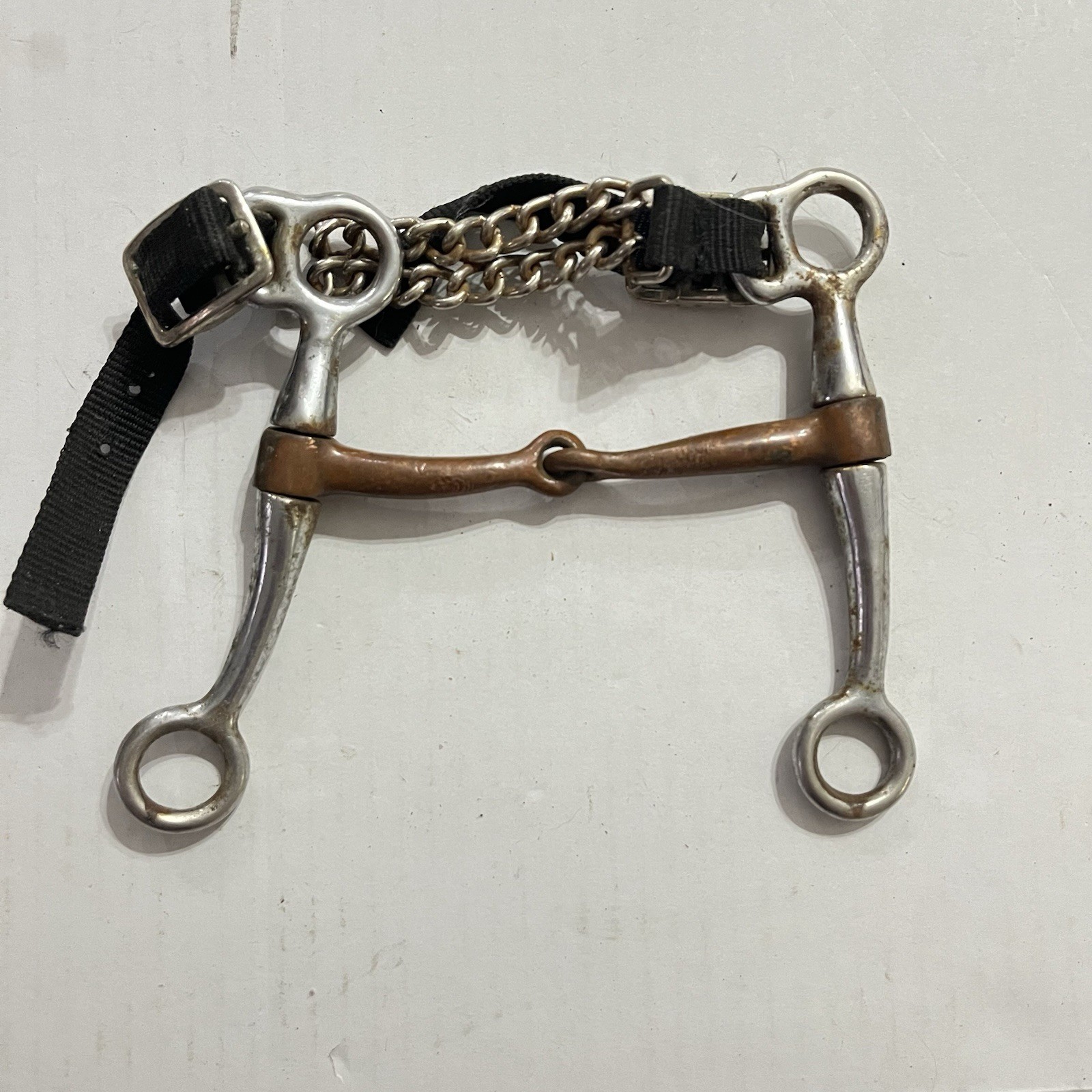 Western Tom Thumb Bit Copper Mouth Horse Bit w/ Curb Chain