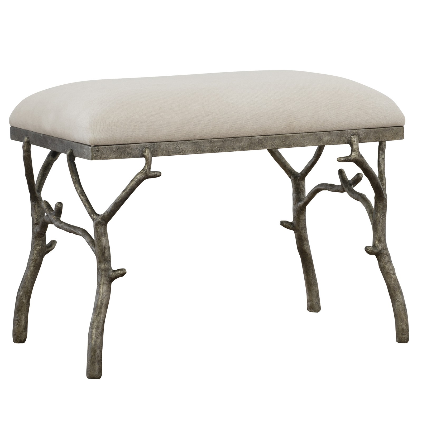 Uttermost 23544 Lismore 24"W Rustic Lodge Linen Upholstered Bench - Antique