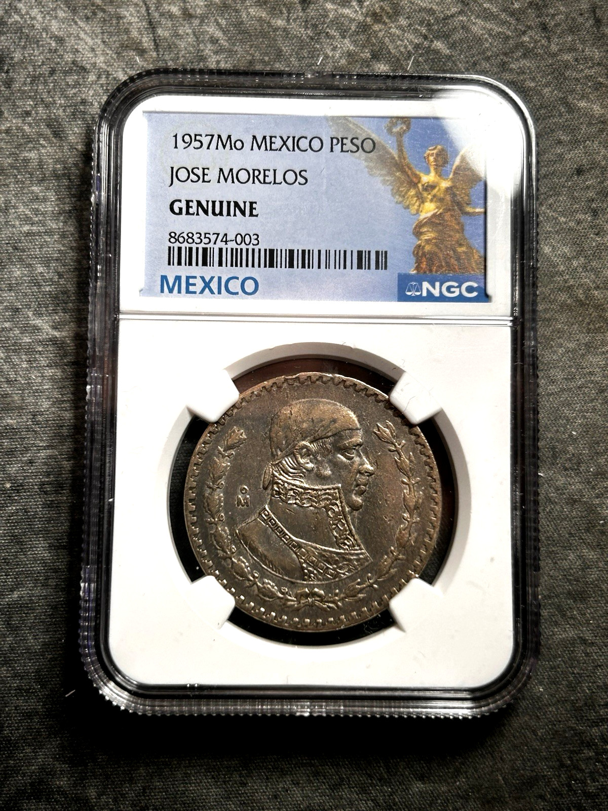 1957 Mo Mexico Peso Jose Morelos NGC Genuine 10% silver!!!