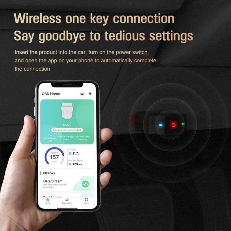 DA100 OBD Car Diagnostic Scanner Fault Code Reader Clear AI Diagnostic Tool