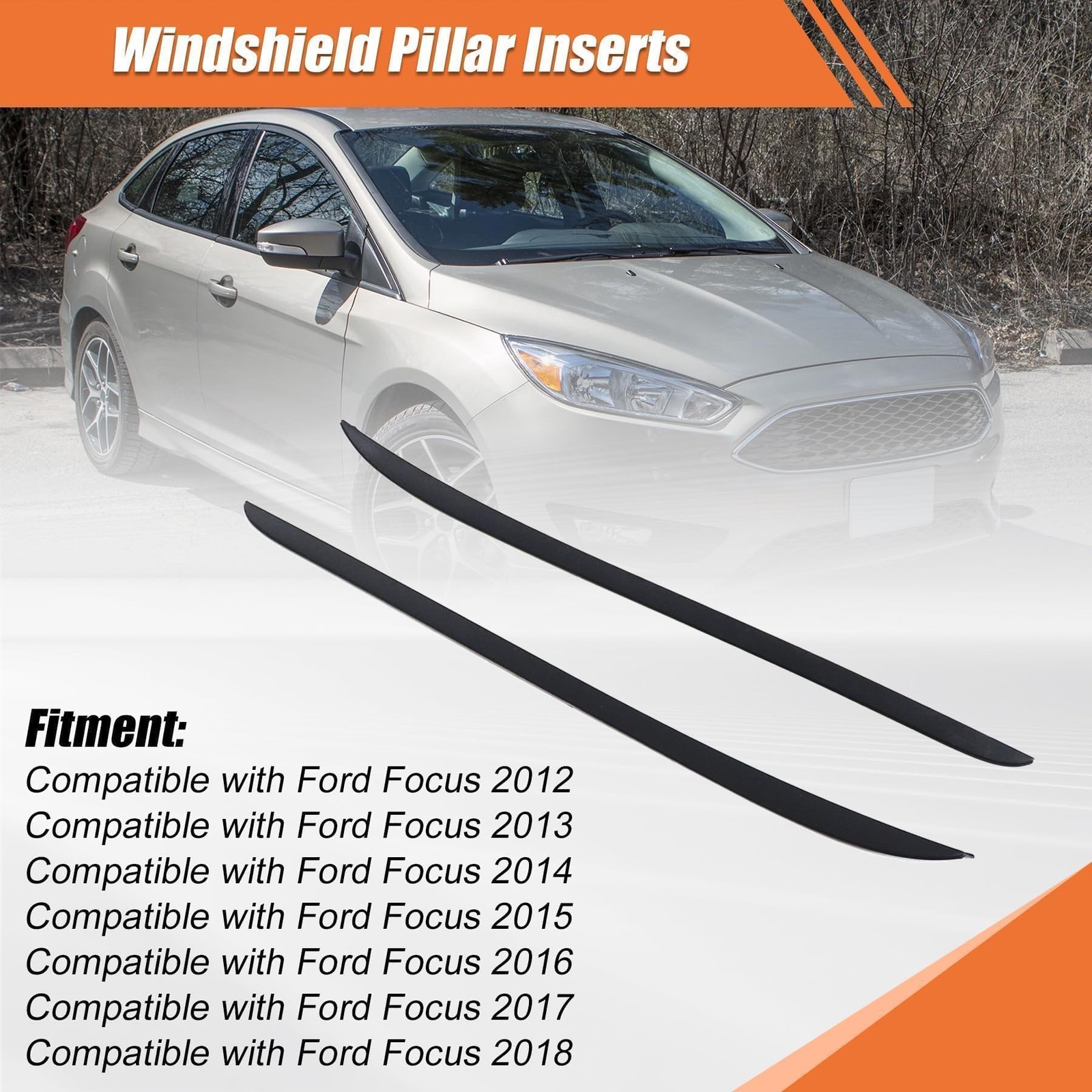 Windshield Pillar Molding Driver & Passenger Side Compatible with Ford Focus ...