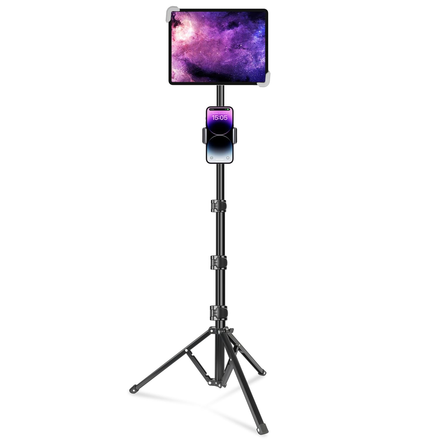 Elitehood iPad Tripod Stand, 65 Inch Height Adjustable 9.5-14.5 inch, Black
