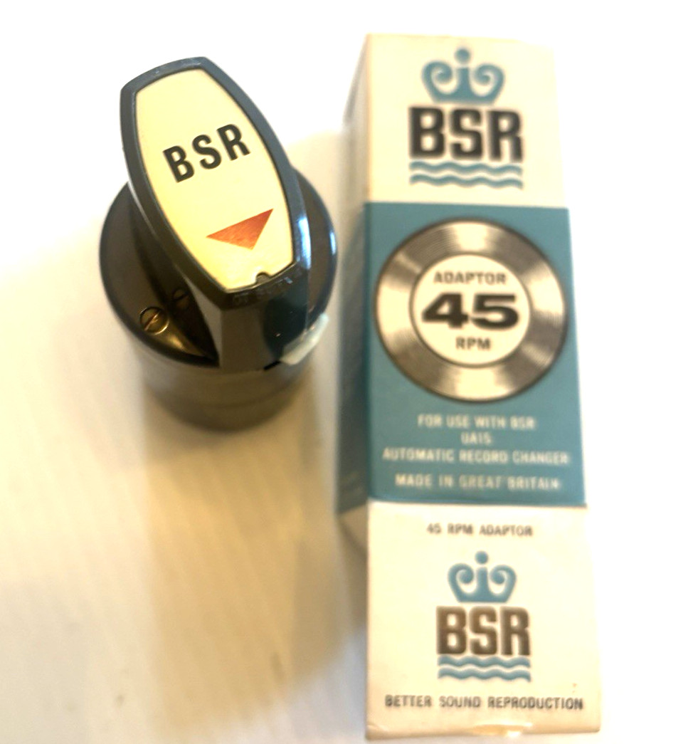 GRAY BSR 45 RECORD ADAPTER SPINDLE ADAPTOR  NOS BLUE BOX  GREAT BRITAIN