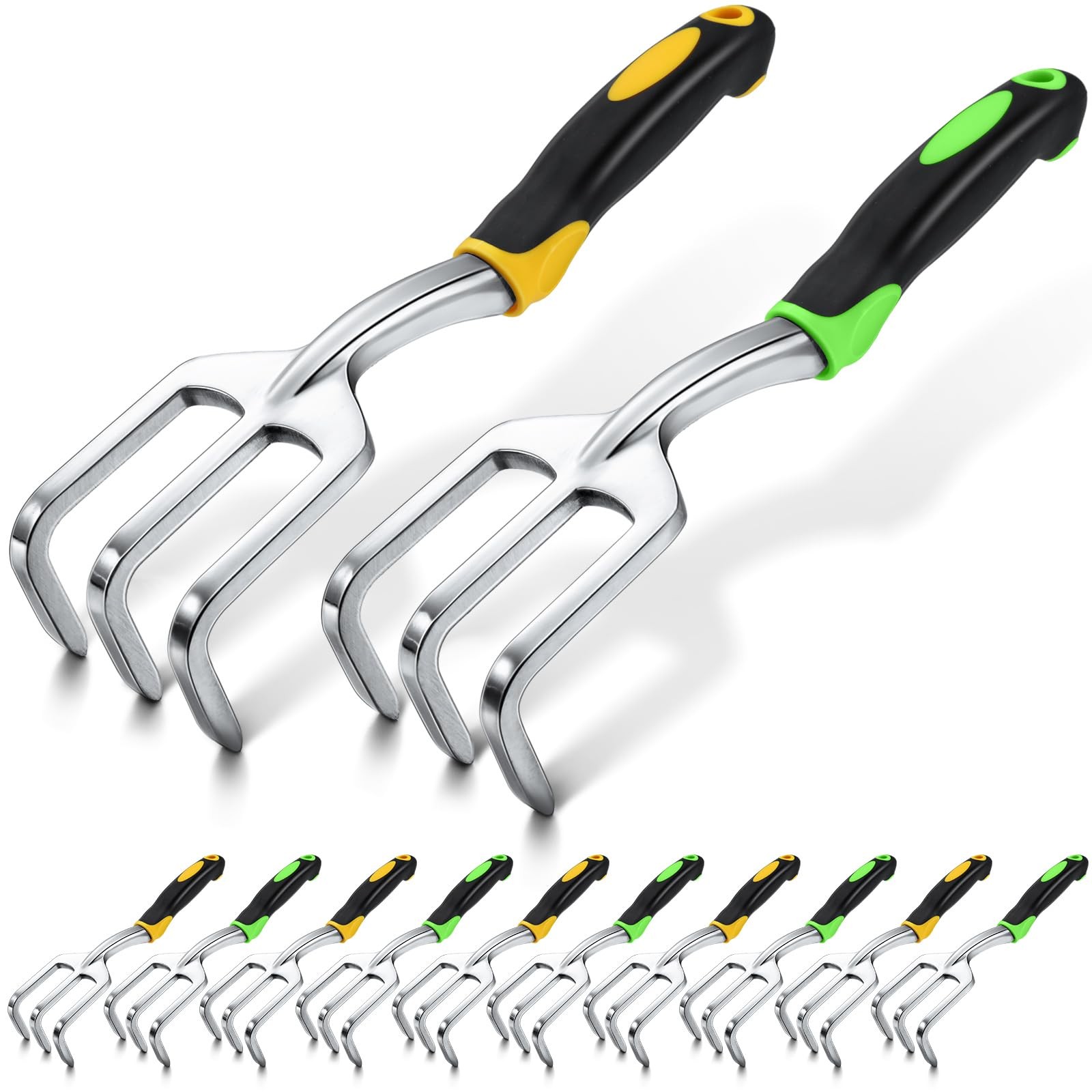 12 Pcs Mini Rake Set - Heavy Duty Garden Tools for Digging, Weeding, Soil Care