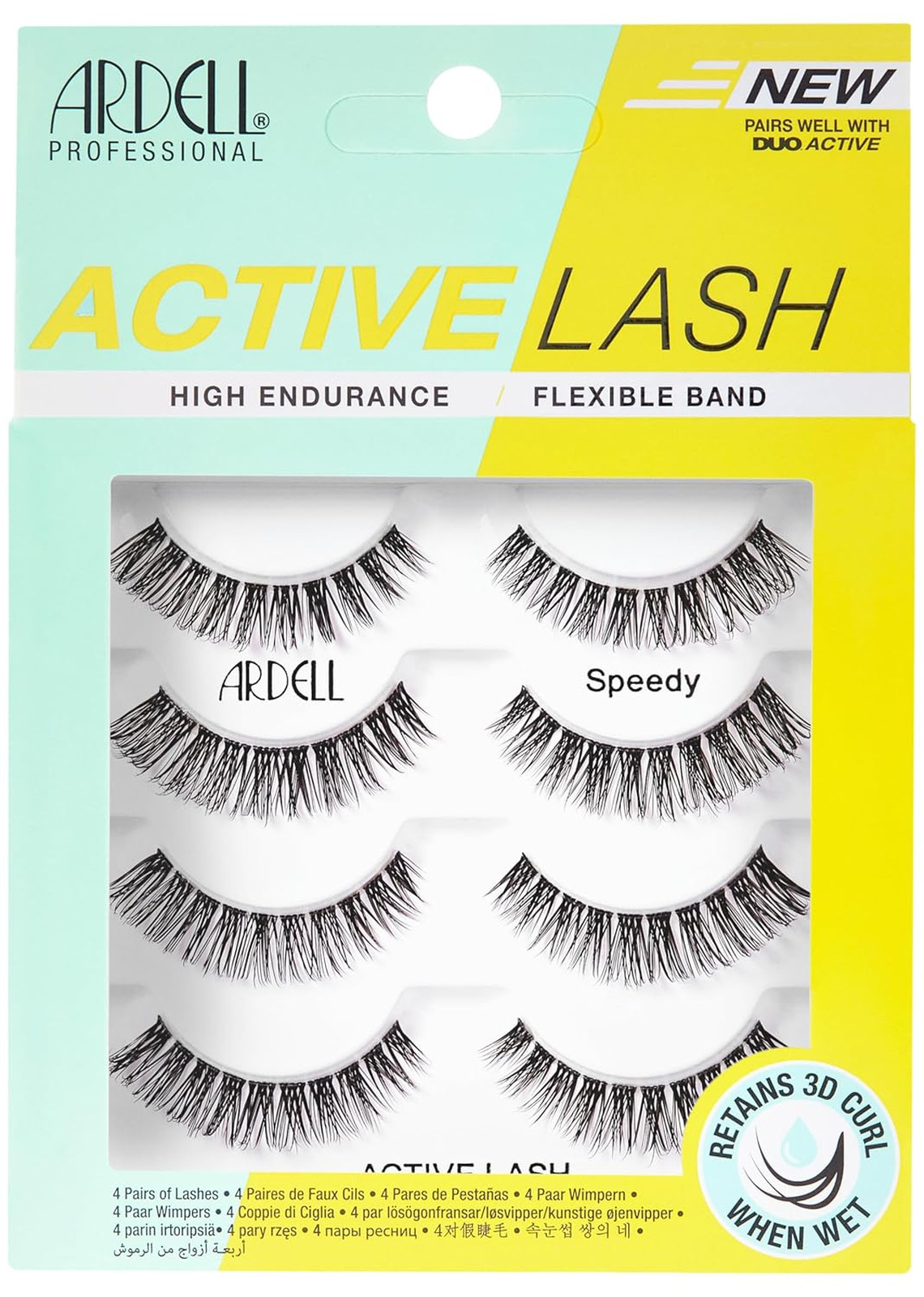 False Eyelashes Water-Resistant Lightweight Strip Lashes 4 Pairs 1 Pack