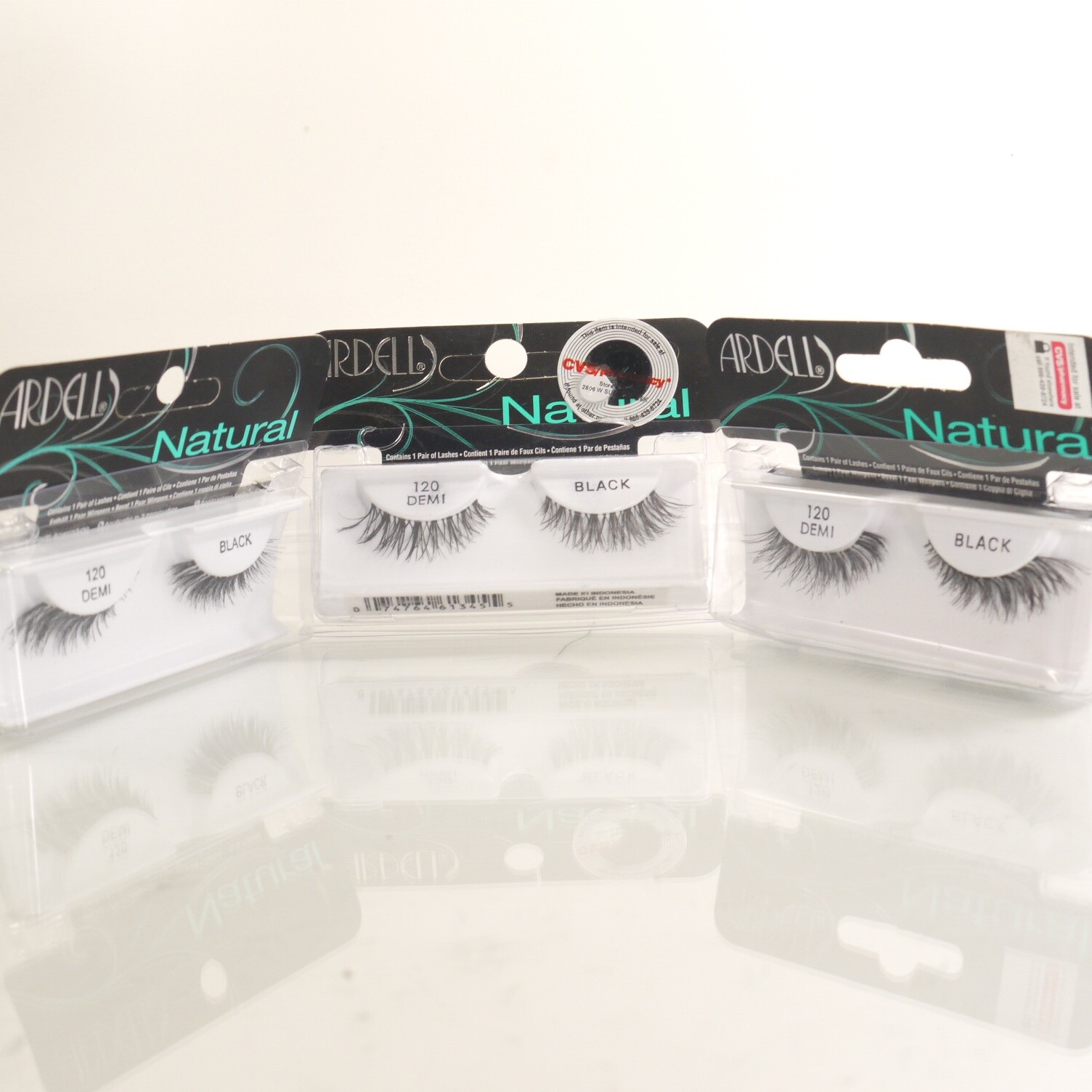 LOT OF 3 ARDELL  NATURAL LASHES #120 DEMI BLACK