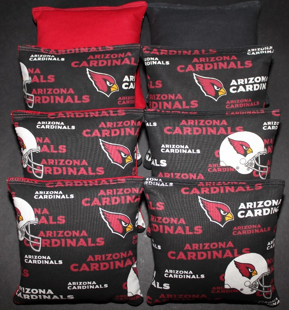 8 All Weather CORNHOLE BEANBAGS made w ARIZONA CARDINALS Fabric ACA Reg Bags