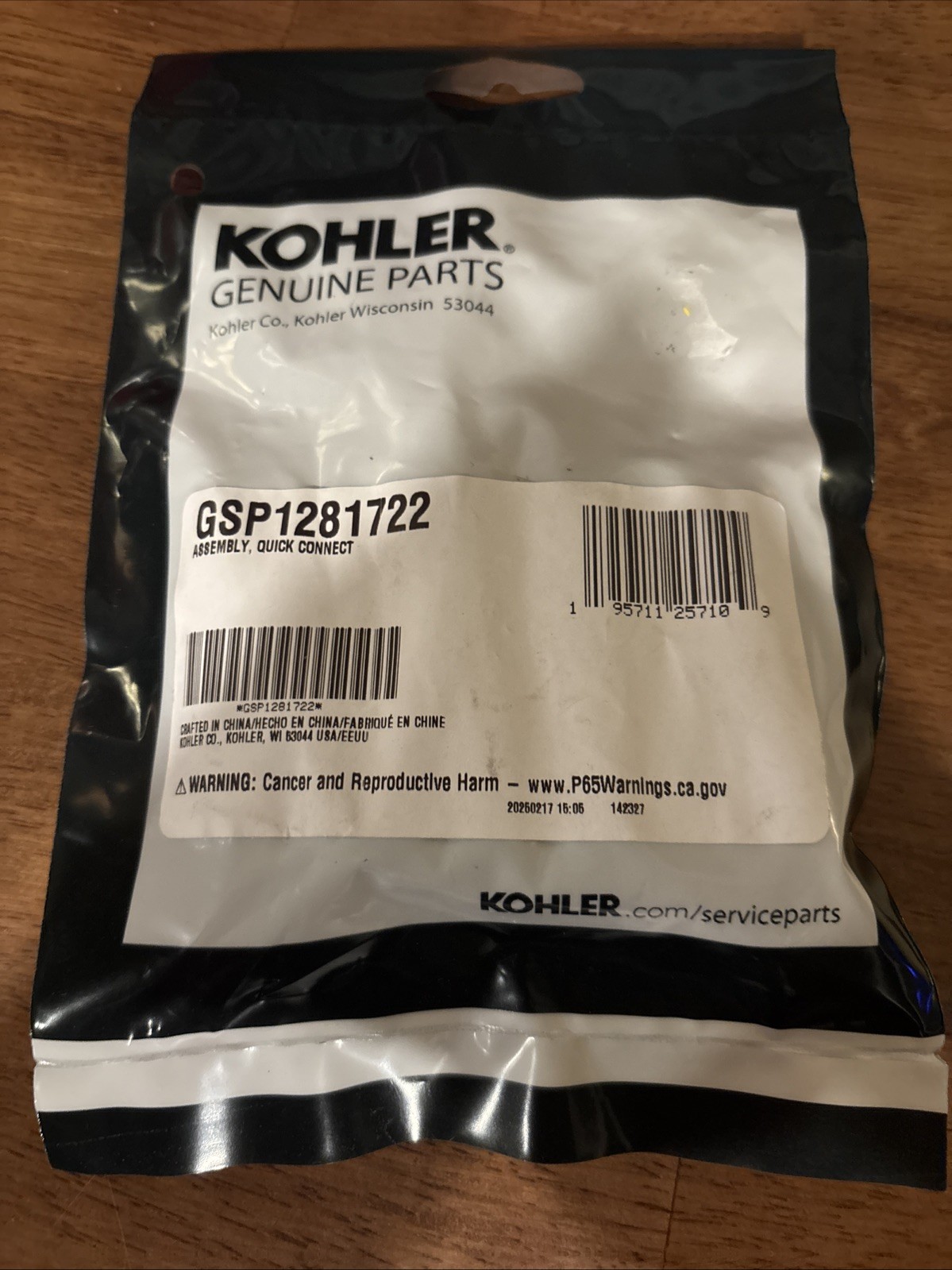 Kohler Assembly Quick Connect GSP1281722