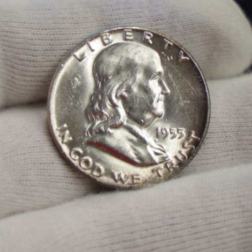 1955 US Franklin Half 50c Nice Unc Edge Toning