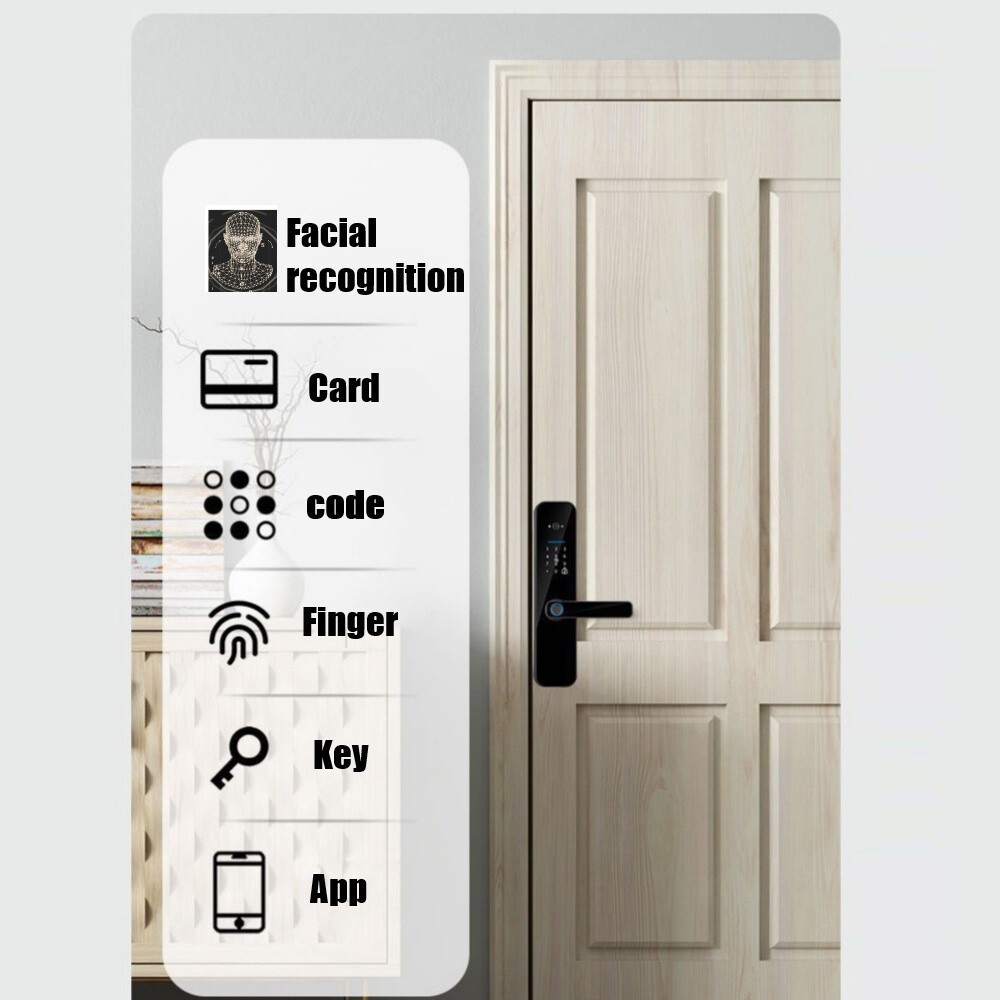 1PCS Face Recognition Tuya Wifi Smart Door Lock Visual Intercom Fingerprint