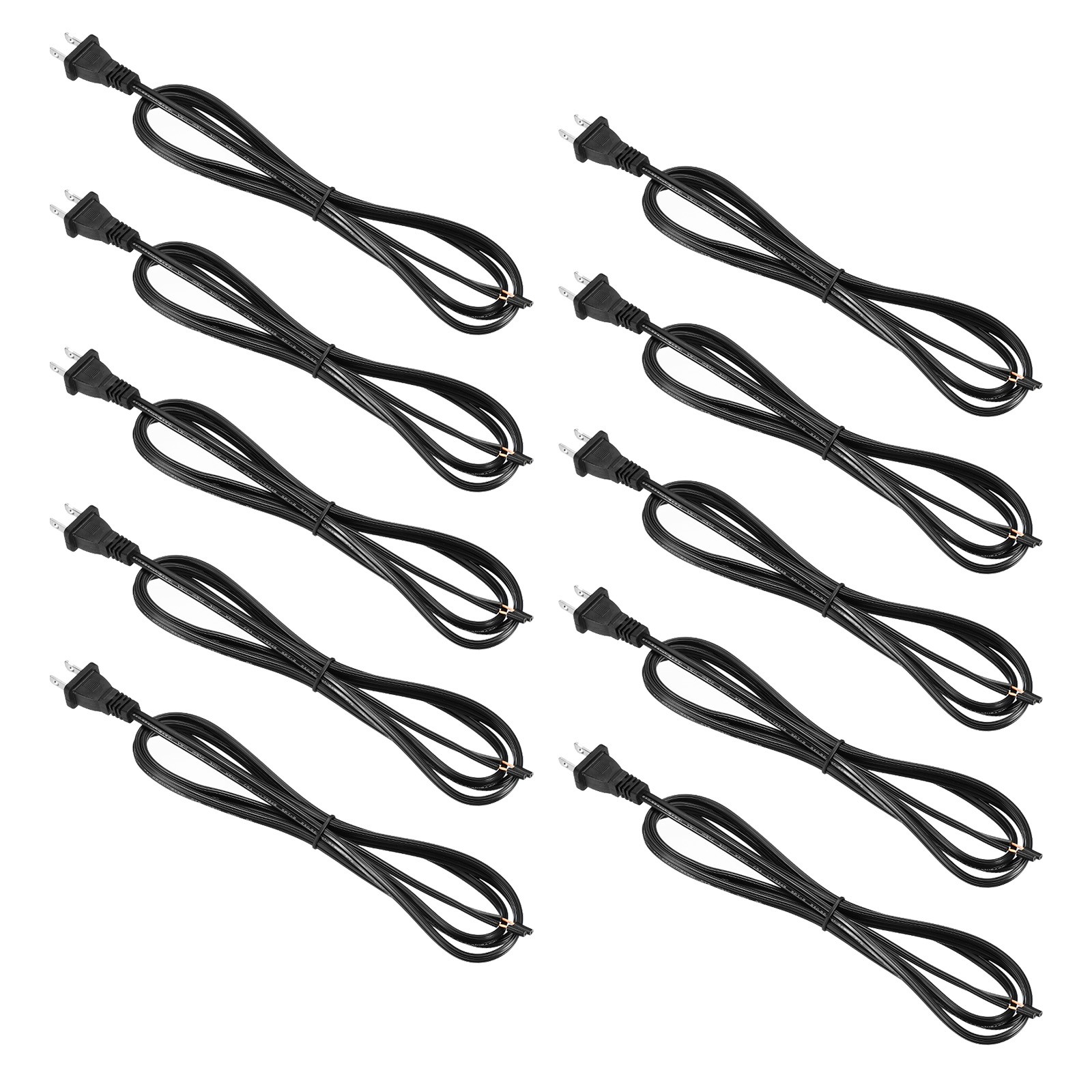 10Pcs 6ft Lamp Cord SPT-2 18AWG UL Listed Power Wire Black Lamp Cords with Plug
