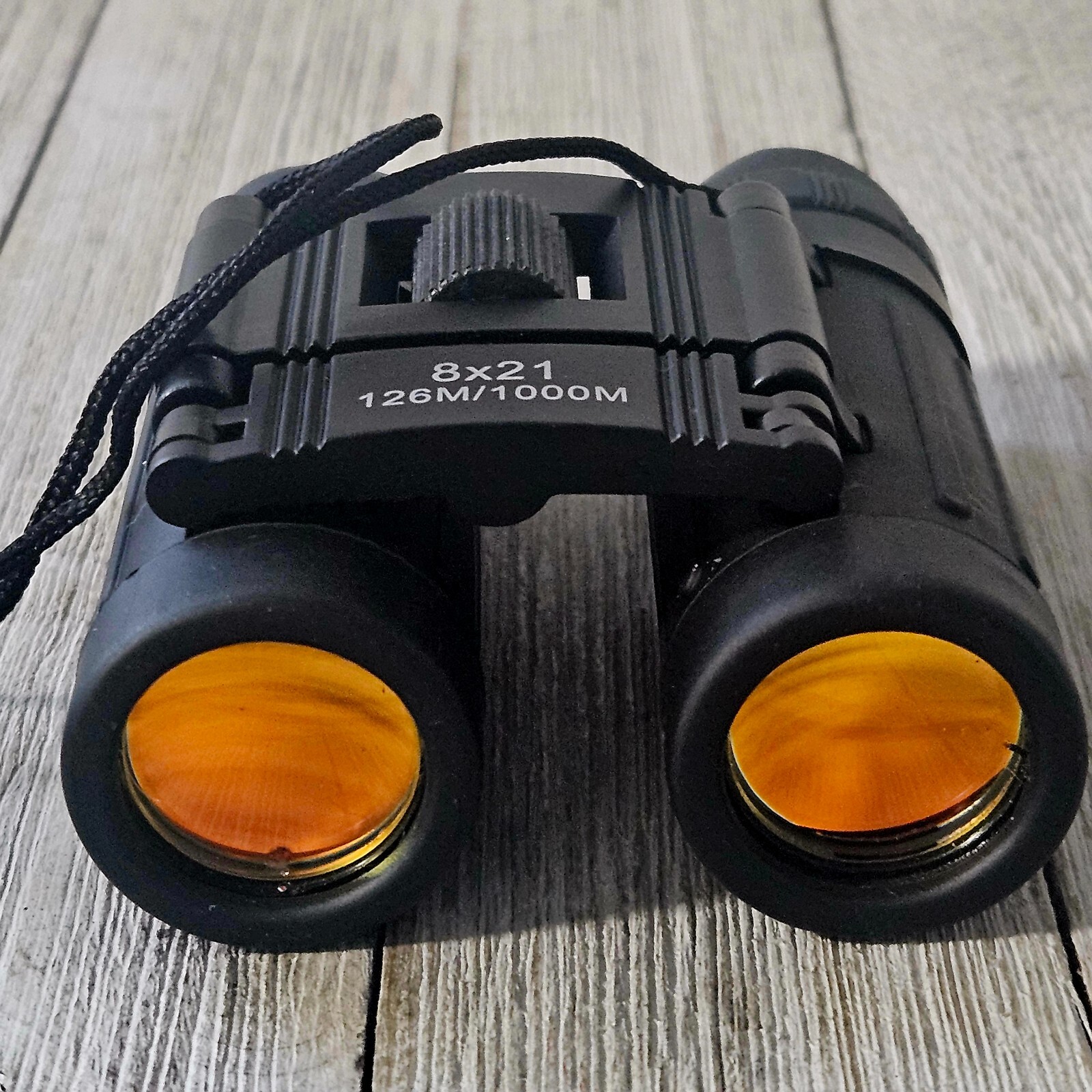Compact Binoculars 8x21 126M/1000M Binoculars with Orange Lens Carrying Strap