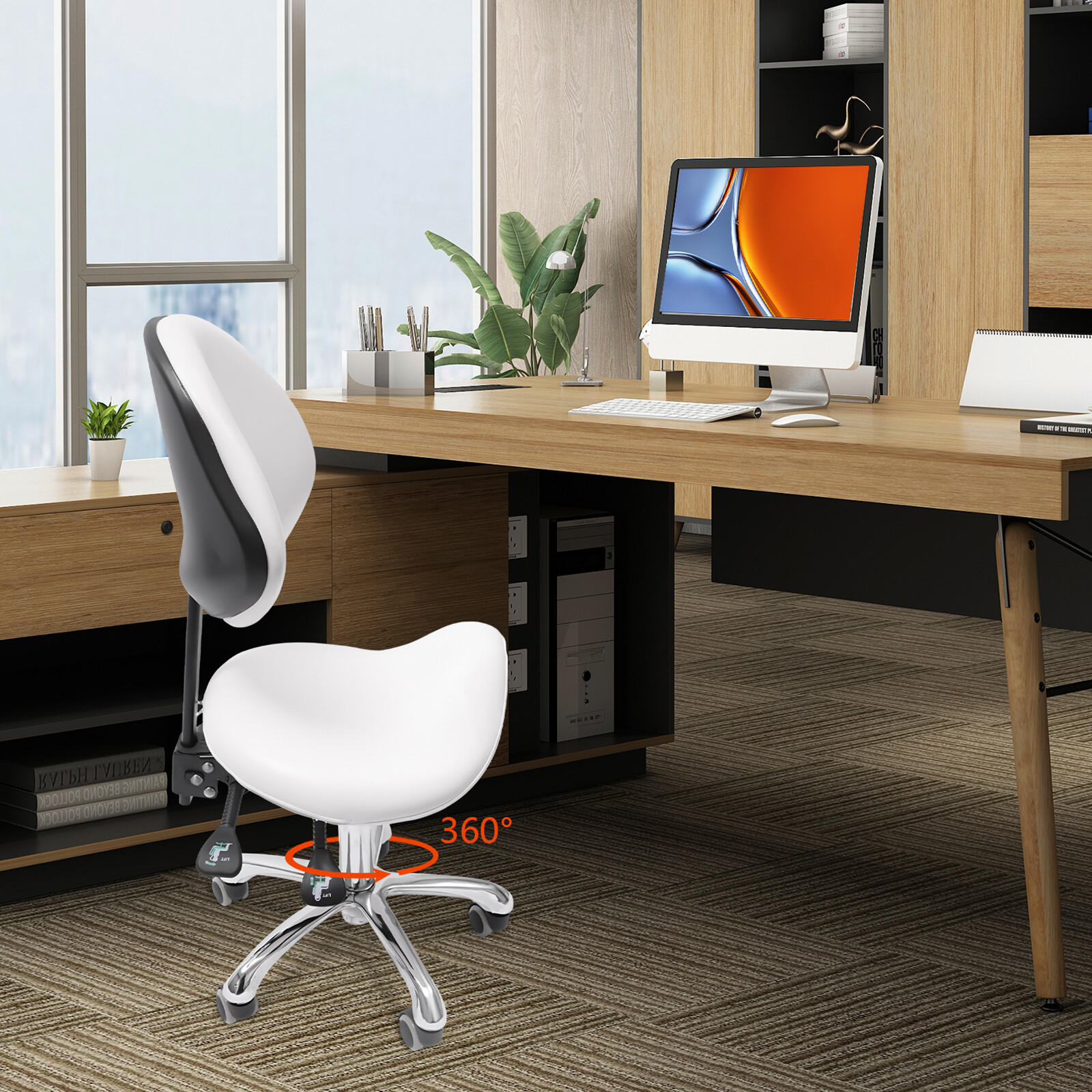 Adjustable Saddle Stool Swivel Saddle Stool Saddle Stool Chair 90kg/198.42lbs